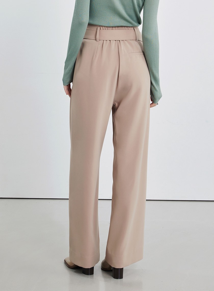 裝飾腰帶高腰寬褲